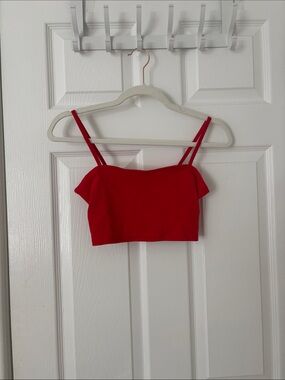 Amazon Red Double-Strap Crop Top